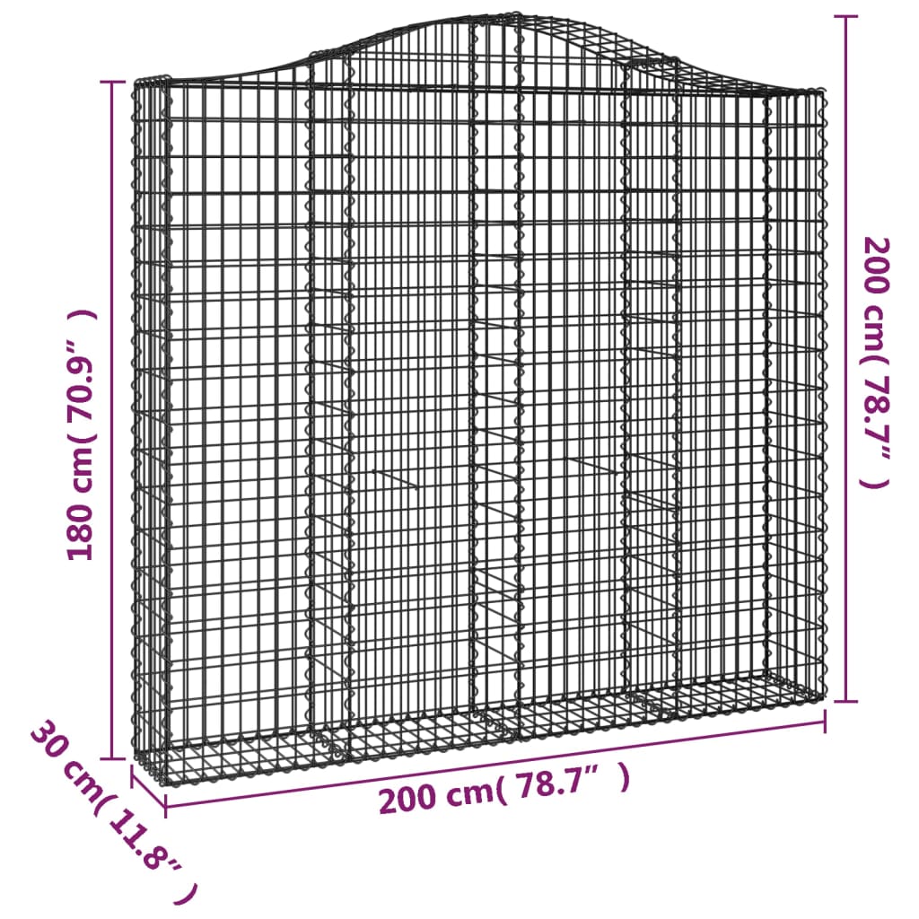 Cesti Gabbioni ad Arco 8 pz 200x30x180/200 cm Ferro Zincato 3145520