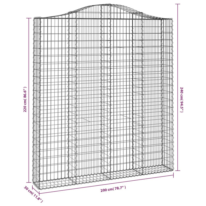 Cesti Gabbioni ad Arco 3 pz 200x30x220/240 cm Ferro Zincato 3145557