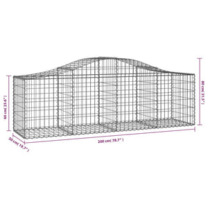 Cesti Gabbioni ad Arco 7 pz 200x50x60/80 cm Ferro Zincato 3145603