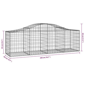 Cesti Gabbioni ad Arco 13 pz 200x50x60/80 cm Ferro Zincato 3145609