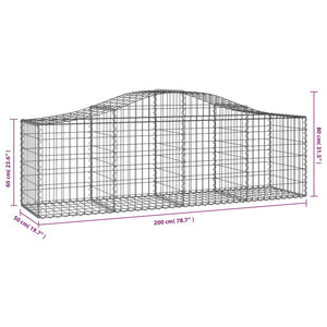 Cesti Gabbioni ad Arco 40 pz 200x50x60/80 cm Ferro Zincato 3145616