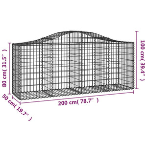 Cesti Gabbioni ad Arco 5 pz 200x50x80/100 cm Ferro Zincato 3145622