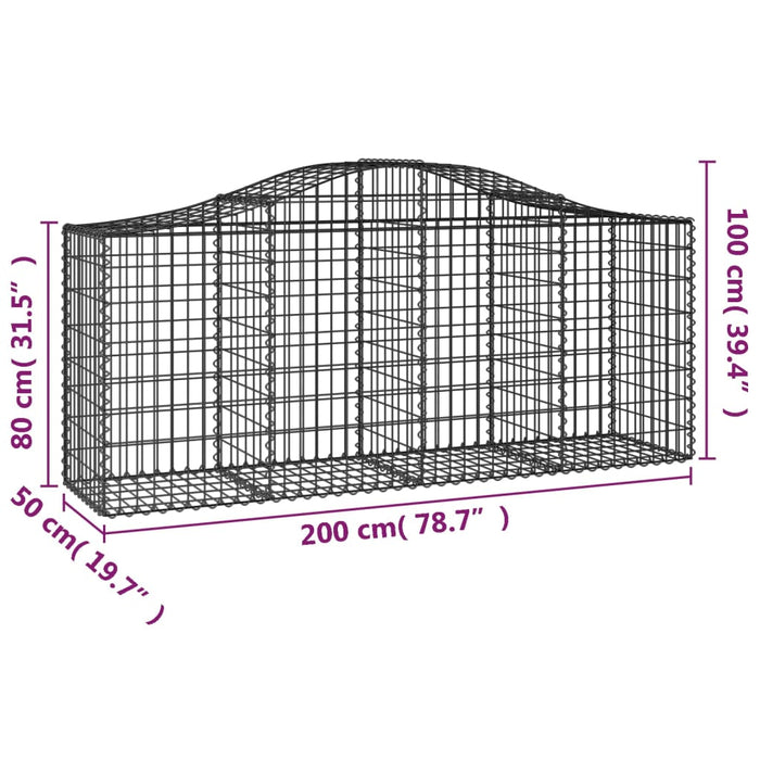 Cesti Gabbioni ad Arco 5 pz 200x50x80/100 cm Ferro Zincato 3145622