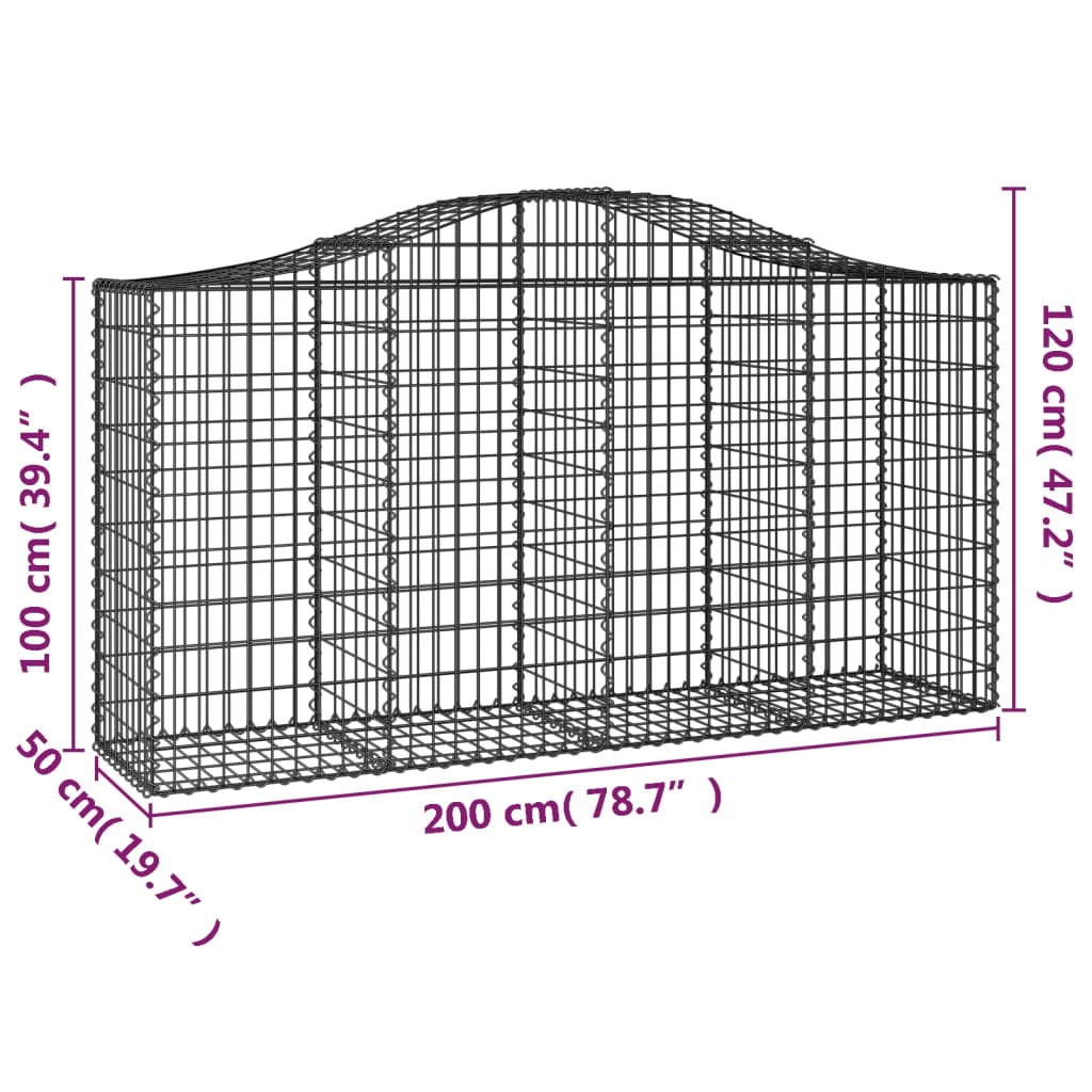 Cesti Gabbioni ad Arco 4 pz 200x50x100/120 cm Ferro Zincato 3145642