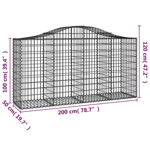 Cesti Gabbioni ad Arco 4 pz 200x50x100/120 cm Ferro Zincato 3145642