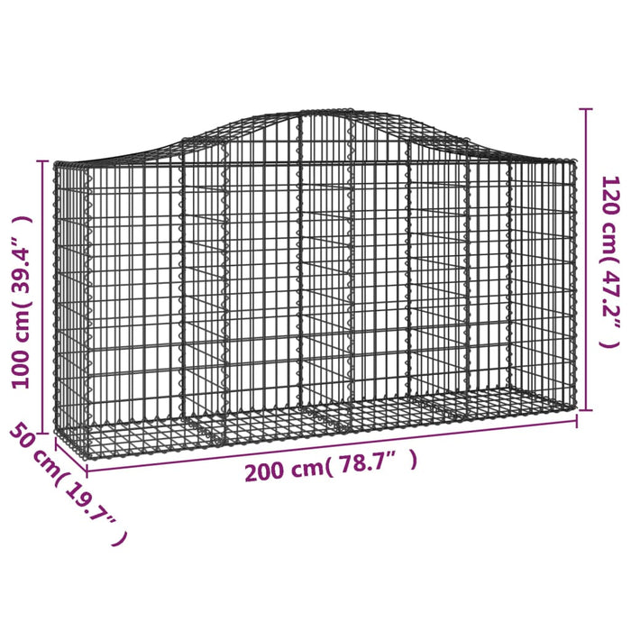 Cesti Gabbioni ad Arco 4 pz 200x50x100/120 cm Ferro Zincato 3145642