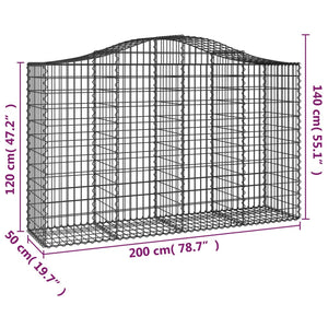 Cesti Gabbioni ad Arco 14 pz 200x50x120/140 cm Ferro Zincato 3145673