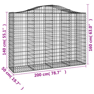 Cesti Gabbioni ad Arco 3 pz 200x50x140/160 cm Ferro Zincato 3145683