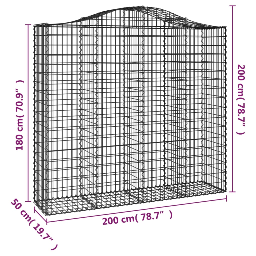 Cesti Gabbioni ad Arco 5 pz 200x50x180/200 cm Ferro Zincato 3145727