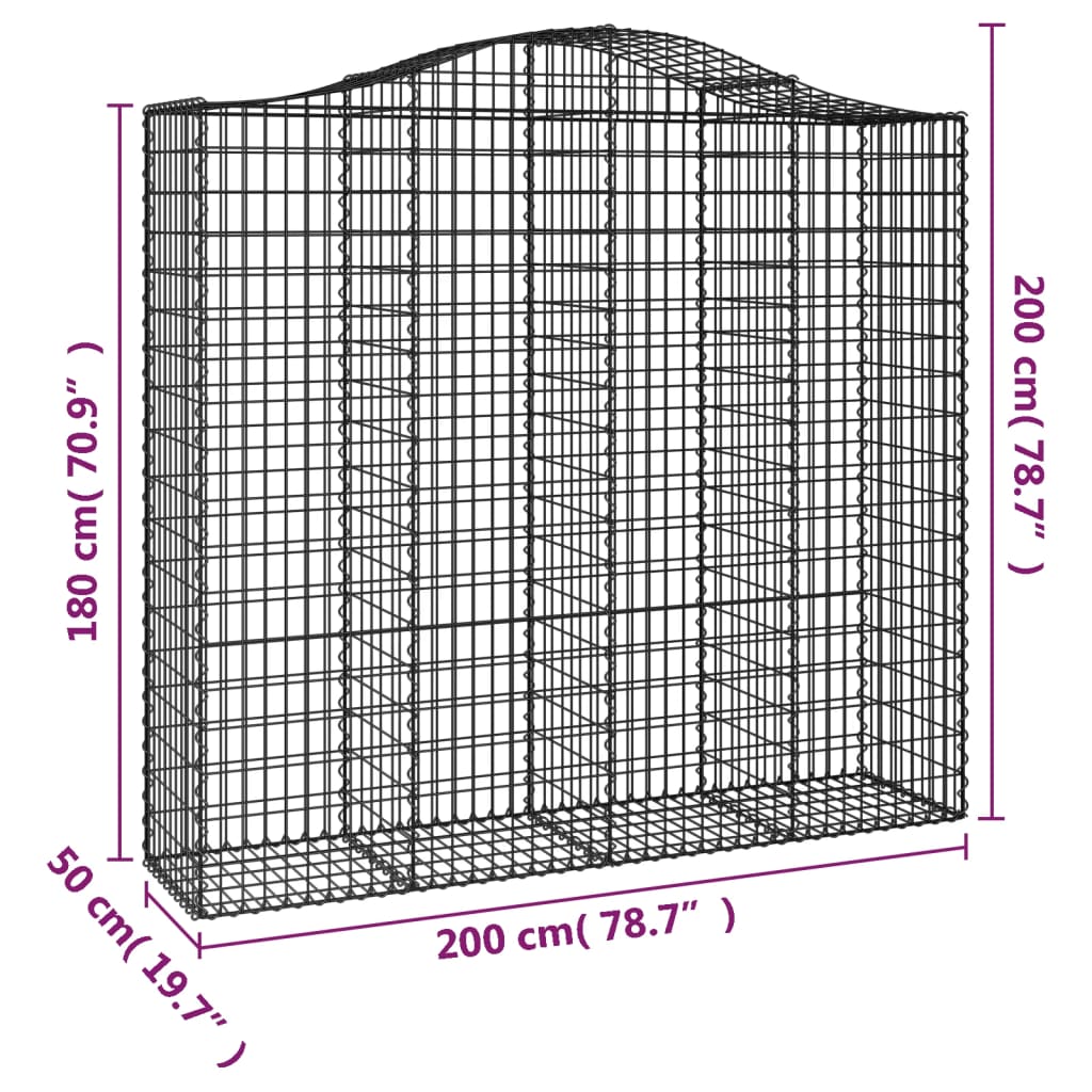 Cesti Gabbioni ad Arco 9 pz 200x50x180/200 cm Ferro Zincato 3145731