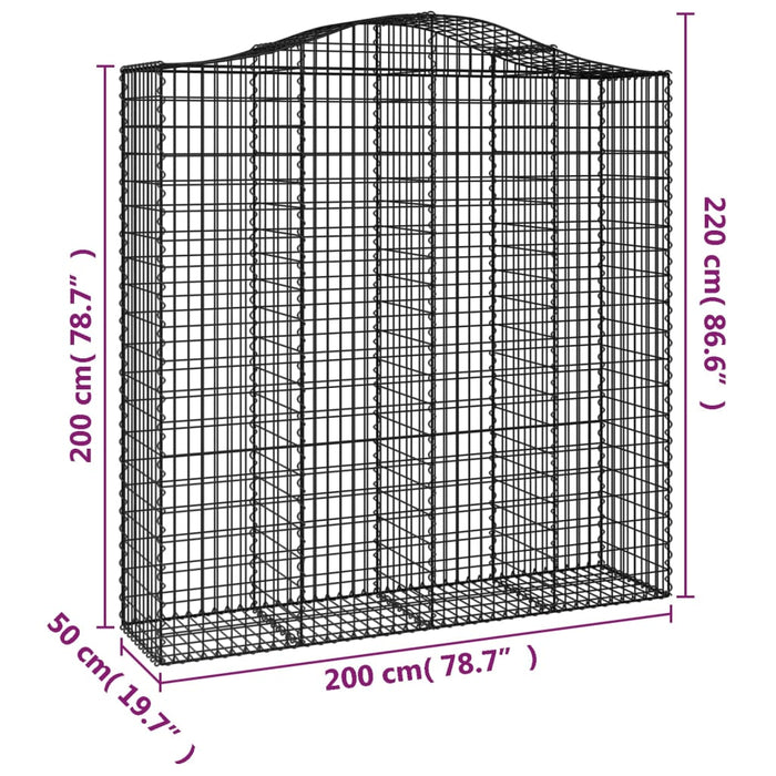 Cesti Gabbioni ad Arco 2 pz 200x50x200/220 cm Ferro Zincato 3145745