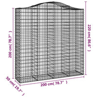 Cesti Gabbioni ad Arco 4 pz 200x50x200/220 cm Ferro Zincato 3145747