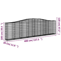 Cesti Gabbioni ad Arco 2pz 400x30x100/120 cm Ferro Zincato 3145826