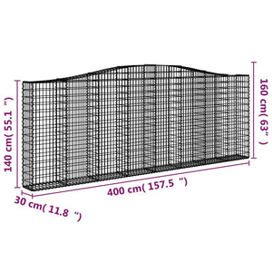 Cesti Gabbioni ad Arco 7 pz 400x30x140/160 cm Ferro Zincato 3145857