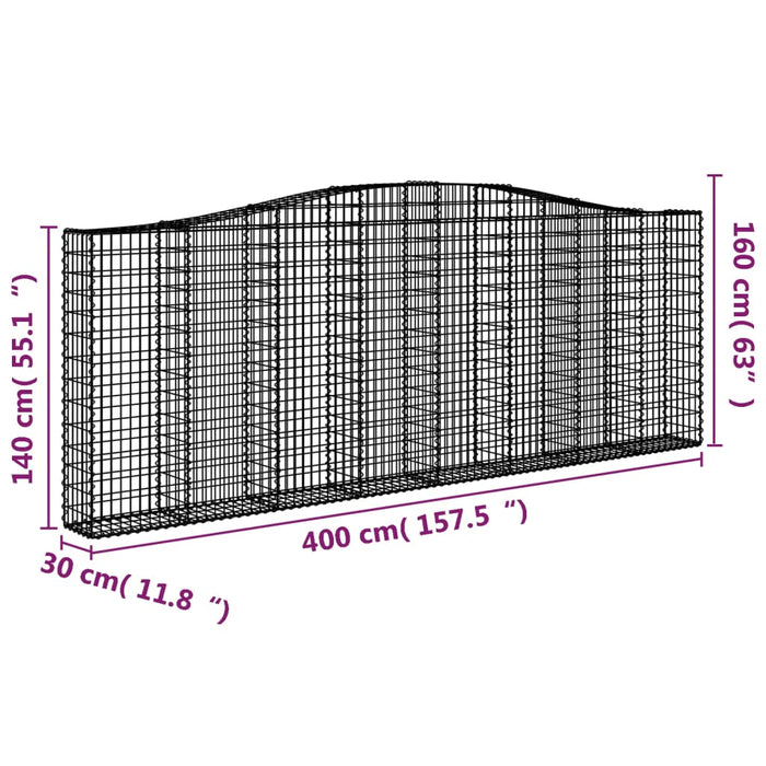 Cesti Gabbioni ad Arco 10 pz 400x30x140/160 cm Ferro Zincato 3145860