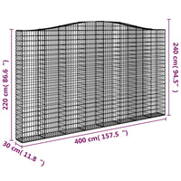 Cesti Gabbioni ad Arco 4 pz 400x30x220/240 cm Ferro Zincato 3145906