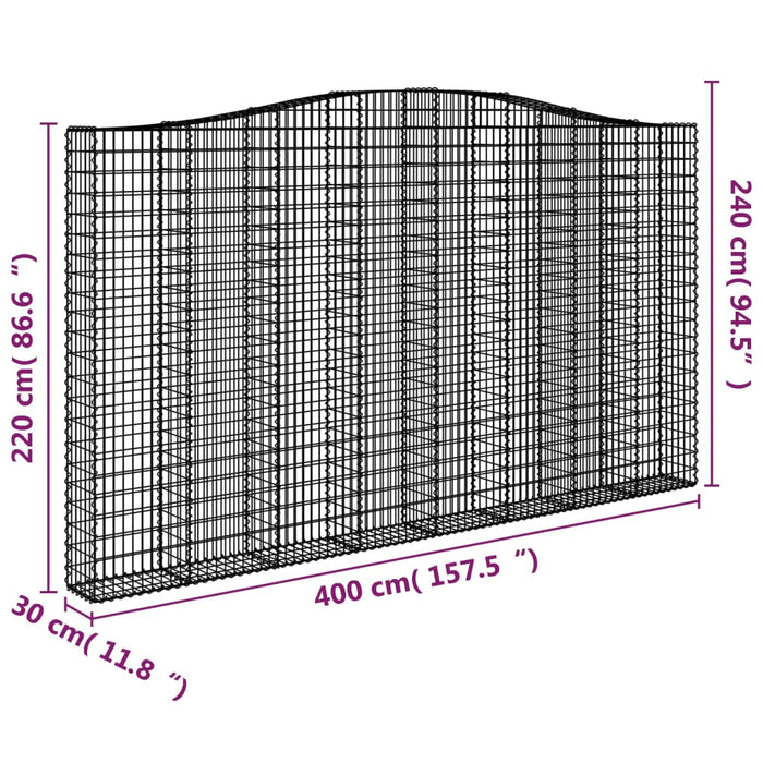 Cesti Gabbioni ad Arco 4 pz 400x30x220/240 cm Ferro Zincato 3145906