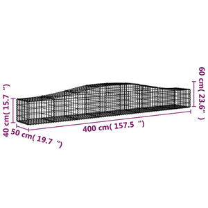 Cesti Gabbioni ad Arco 2 pz 400x50x40/60 cm Ferro Zincato 3145917