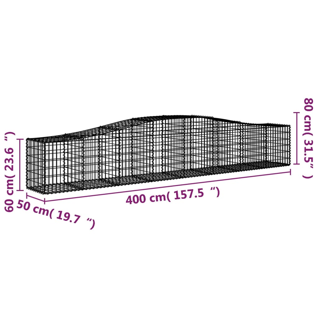 Cesti Gabbioni ad Arco 10 pz 400x50x60/80 cm Ferro Zincato 3145938