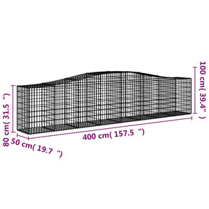 Cesti Gabbioni ad Arco 2 pz 400x50x80/100 cm Ferro Zincato 3145943