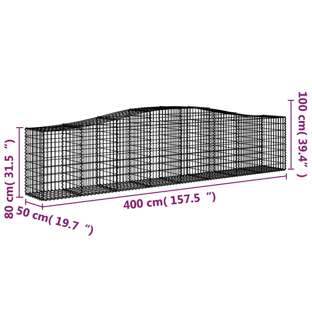 Cesti Gabbioni ad Arco 6 pz 400x50x80/100 cm Ferro Zincato 3145947