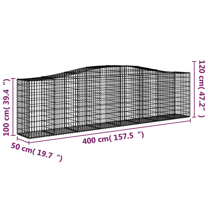 Cesti Gabbioni ad Arco 6 pz 400x50x100/120 cm Ferro Zincato 3145960