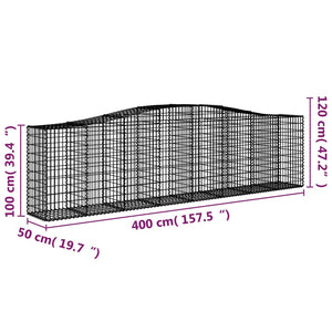 Cesti Gabbioni ad Arco 9 pz 400x50x100/120 cm Ferro Zincato 3145963