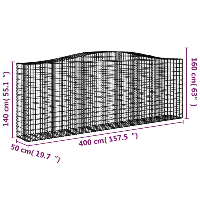 Cesti Gabbioni ad Arco 7 pz 400x50x140/160 cm Ferro Zincato 3145987