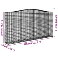 Cesti Gabbioni ad Arco 3 pz 400x50x200/220 cm Ferro Zincato 3146022