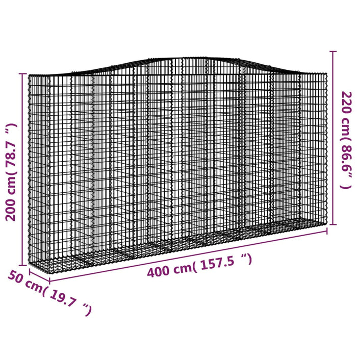 Cesti Gabbioni ad Arco 3 pz 400x50x200/220 cm Ferro Zincato 3146022