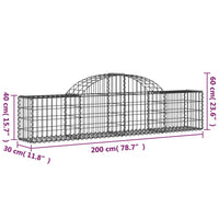 Cesti Gabbioni ad Arco 5 pz 200x30x40/60 cm Ferro Zincato 3146050