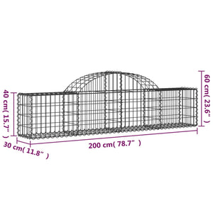 Cesti Gabbioni ad Arco 5 pz 200x30x40/60 cm Ferro Zincato 3146050