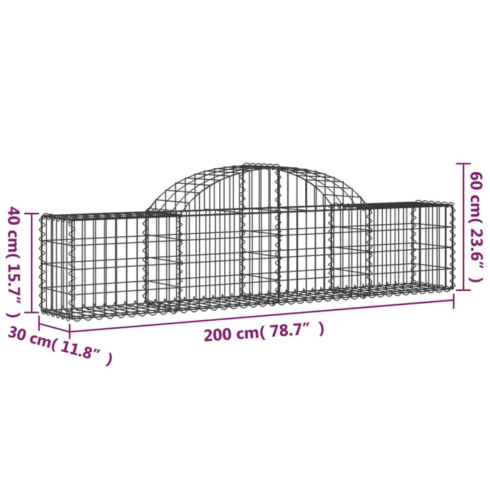 Cesti Gabbioni ad Arco 6 pz 200x30x40/60 cm Ferro Zincato 3146051