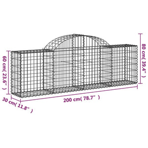 Cesti Gabbioni ad Arco 5 pz 200x30x60/80 cm Ferro Zincato 3146071