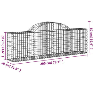 Cesti Gabbioni ad Arco 11 pz 200x30x60/80 cm Ferro Zincato 3146077