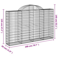 Cesti Gabbioni ad Arco 7 pz 200x30x120/140 cm Ferro Zincato 3146136