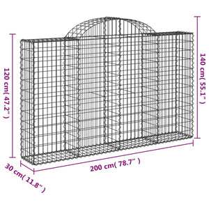 Cesti Gabbioni ad Arco 7 pz 200x30x120/140 cm Ferro Zincato 3146136