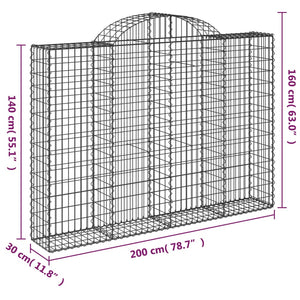 Cesti Gabbioni ad Arco 6 pz 200x30x140/160 cm Ferro Zincato 3146156