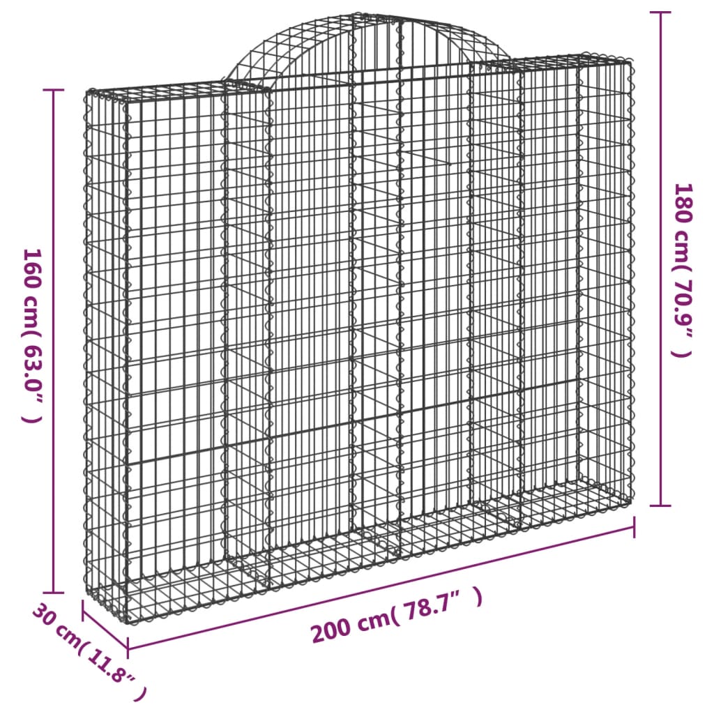 Cesti Gabbioni ad Arco 7 pz 200x30x160/180 cm Ferro Zincato 3146178