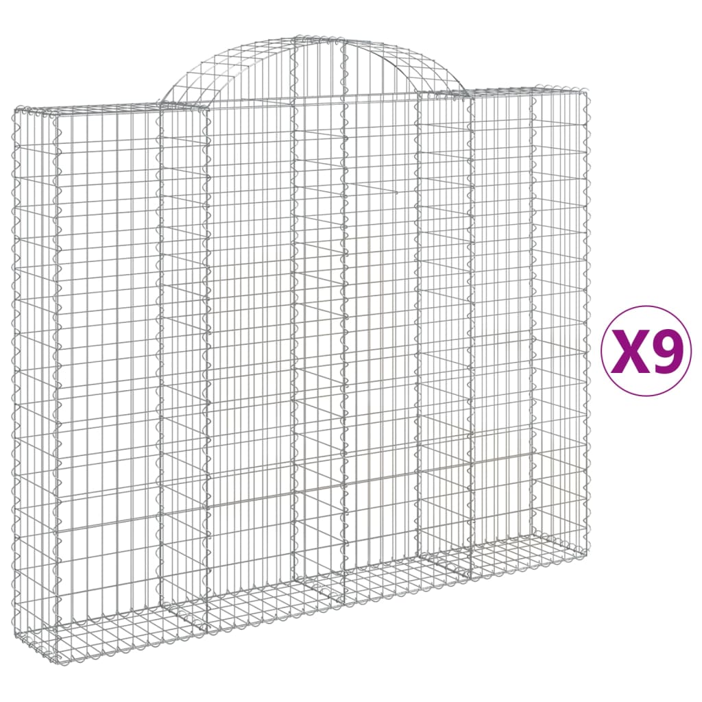 Cesti Gabbioni ad Arco 9 pz 200x30x160/180 cm Ferro Zincato 3146180