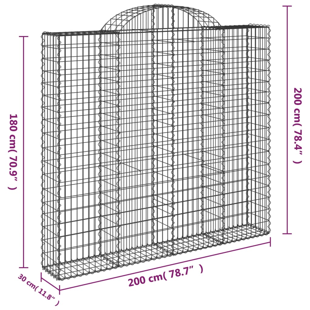 Cesti Gabbioni ad Arco 3 pz 200x30x180/200 cm Ferro Zincato 3146195