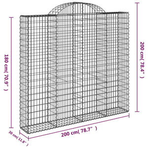 Cesti Gabbioni ad Arco 6 pz 200x30x180/200 cm Ferro Zincato 3146198