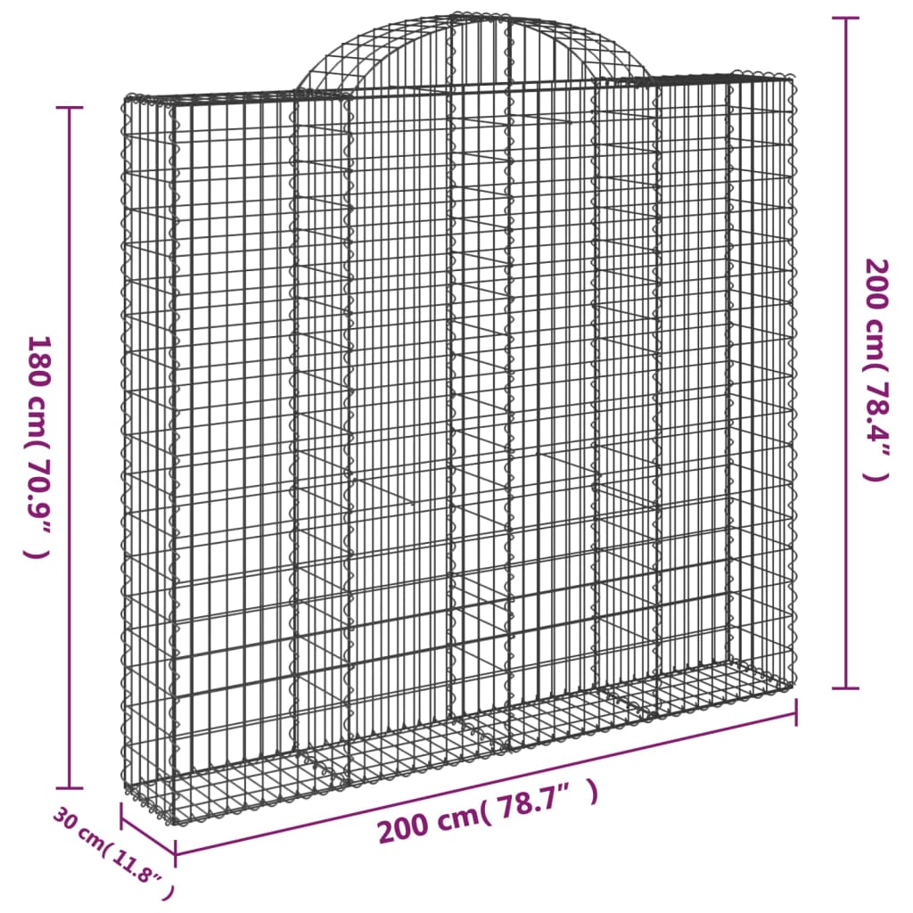 Cesti Gabbioni ad Arco 8 pz 200x30x180/200 cm Ferro Zincato 3146200