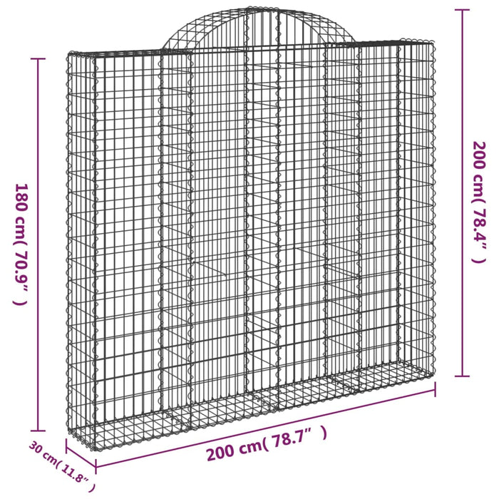 Cesti Gabbioni ad Arco 10 pz 200x30x180/200 cm Ferro Zincato 3146202