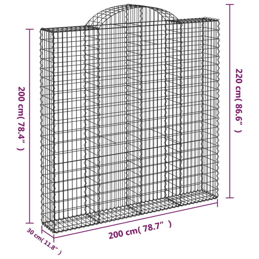 Cesti Gabbioni ad Arco 2 pz 200x30x200/220 cm Ferro Zincato 3146215