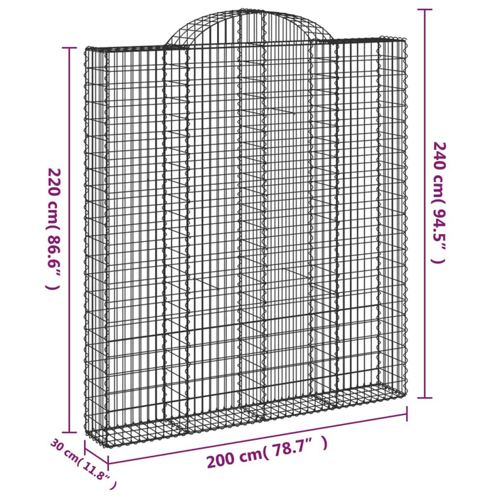 Cesti Gabbioni ad Arco 3 pz 200x30x220/240 cm Ferro Zincato 3146237