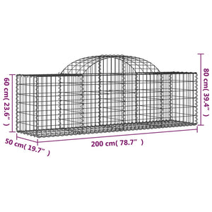 Cesti Gabbioni ad Arco 3 pz 200x50x60/80 cm Ferro Zincato 3146279