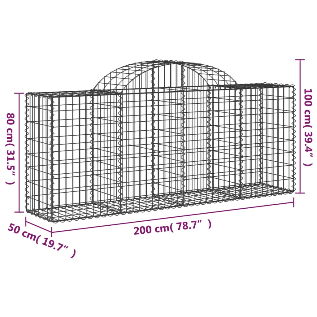 Cesti Gabbioni ad Arco 11 pz 200x50x80/100 cm Ferro Zincato 3146308