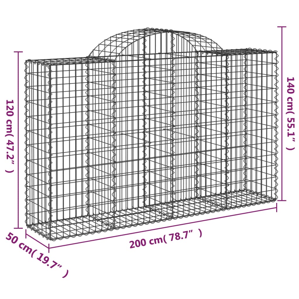 Cesti Gabbioni ad Arco 10 pz 200x50x120/140 cm Ferro Zincato 3146349