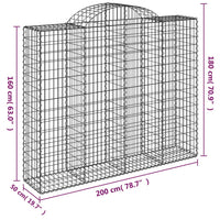 Cesti Gabbioni ad Arco 8 pz 200x50x160/180 cm Ferro Zincato 3146389